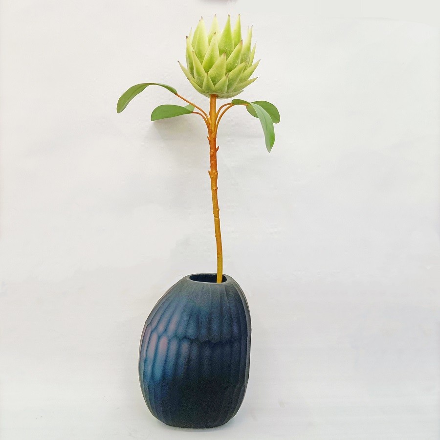 цветок Cynaroides короля Protea шелка заводов пола 60cm белый искусственный в горшке