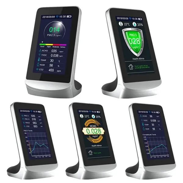WiFi Connect Tuya APP Multi Function Air Quality Monitor for CO2 PM2.5 HCHO TVOC
