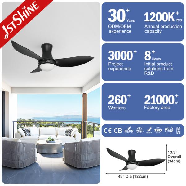 Low Ceilings 1stshine Ceiling Fan 110V/220V Silent with WIFI Control and Flush Mount