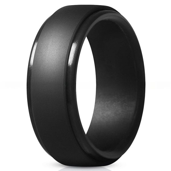 Sport Wedding Silicone Ring 8mm Step Edge Breathable For Men
