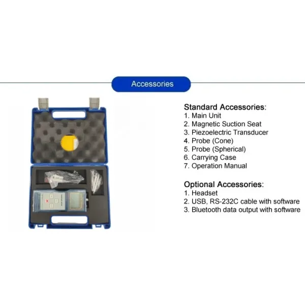 VM-6320 Professional Vibration Meter and Analyzer with 0.1~199.9 M/S2 Acceleration Range, 10 Hz ~ 10k Hz Frequency, and 5% Accuracy