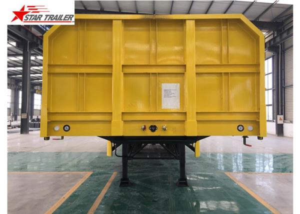 3 Axles Drop Side Front Load Trailer High Duty Steel Structure 60T Payload