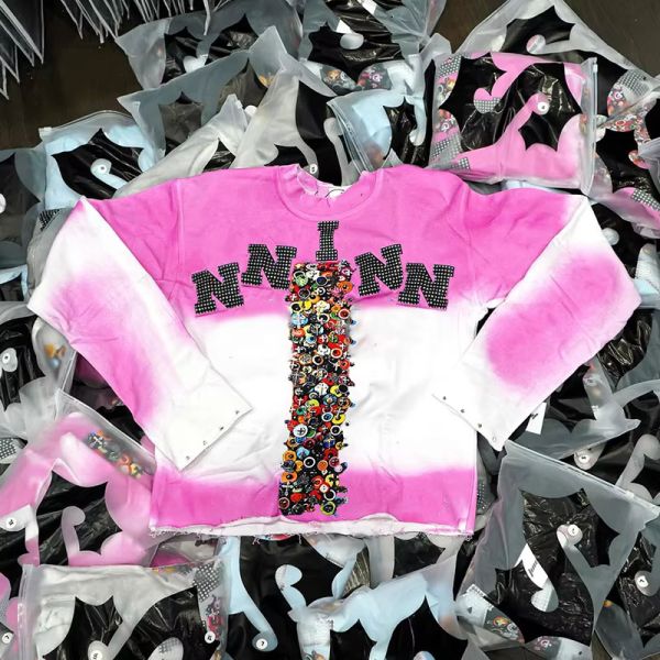 Custom Embroidered Patch Mens Long Sleeve Summer Shirts Cropped Long Sleeve Tee