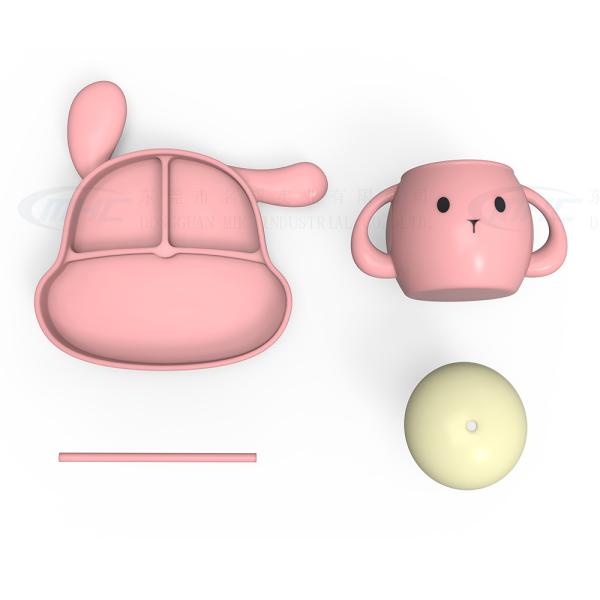 MHC Cartoon Animal Silicone Baby Feeding Set Plate for Kids Travel Nursing 500 Pieces