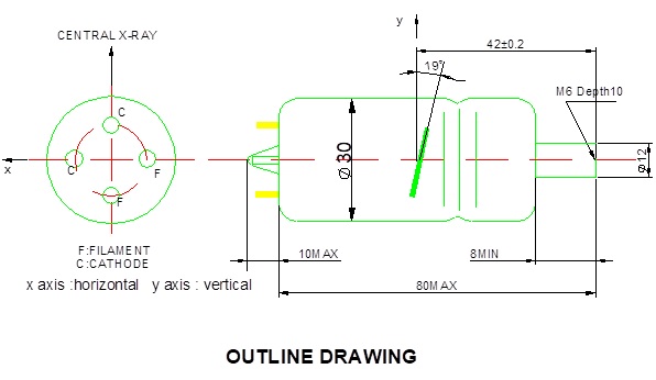 Трубка кс Рэй неподвижного анода зубоврачебная Дурабле угла цели 19 градусов для больницы