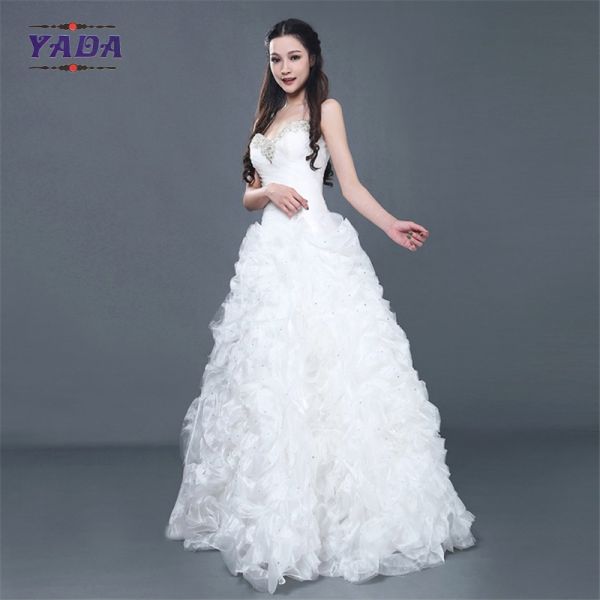 Новая модель простое элегантное ручное изготовление бусы с плеча платье продажа бальное платье свадебные платья