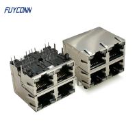 conector do Pin RJ45 do PWB 32 dos portos 2x2 4 com luz verde amarela do diodo emissor de luz