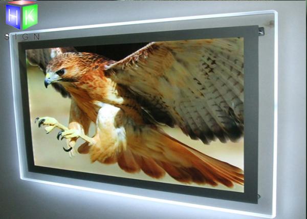 Silver Single Side LED Slim Crystal Frame Light Box Wall Display Round Corner