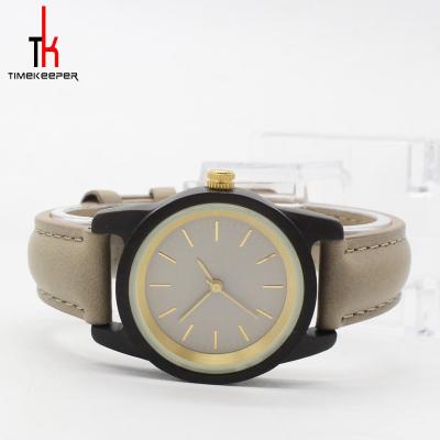 Simple Ladies Watch Leather Strap Stainless Steel Crown 10MM Thickness