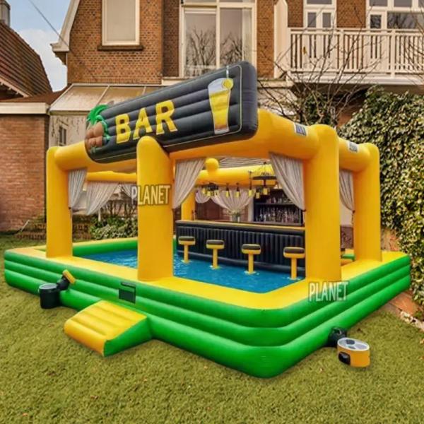 Commercial PVC Inflatable Floating Pool Bar Party Pub Bar For Rental Event
