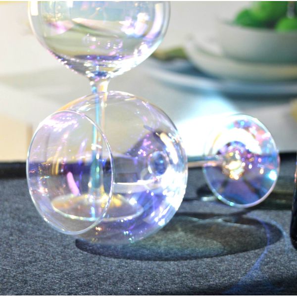 Giant Rainbow Color Balloon Shape 23 Oz Crystal Wine Glasses