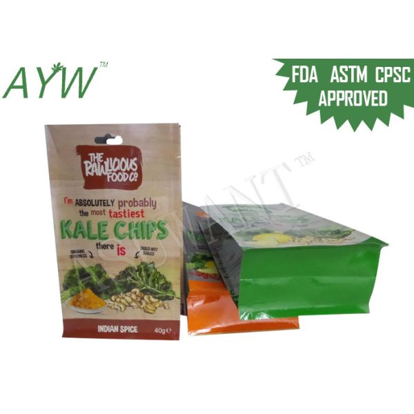 Flat Bottom Custom Printed Food Bags S / M Size With Reusable Zip Lock