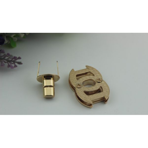 High end design brand metal light gold color bag twist turn locks