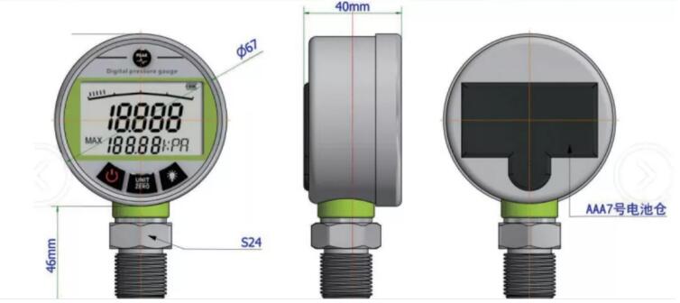 диаметр 60mm шкалы манометра 4.5V YK60 беспроводной цифров отрицательный