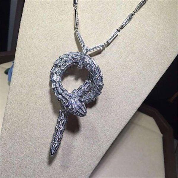 B Luxury jewelry factory high-qu Heavy diamond snake Necklace 18k gold white gold yellow gold rose gold diamond necklace