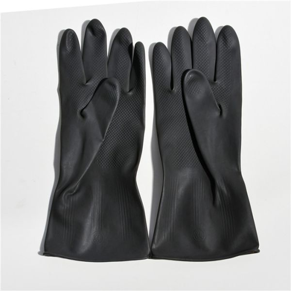 50-120g Industrial Rubber Gloves Rolled Cuff Outside Black Inside Orange