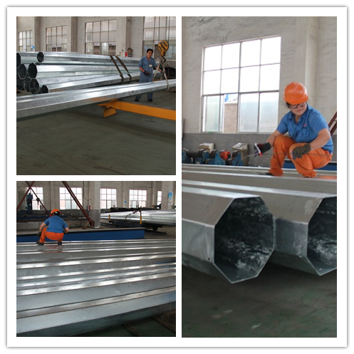 69KV Octagonal Galvanized Steel Transmission Poles Waterproof IP65 / IP54
