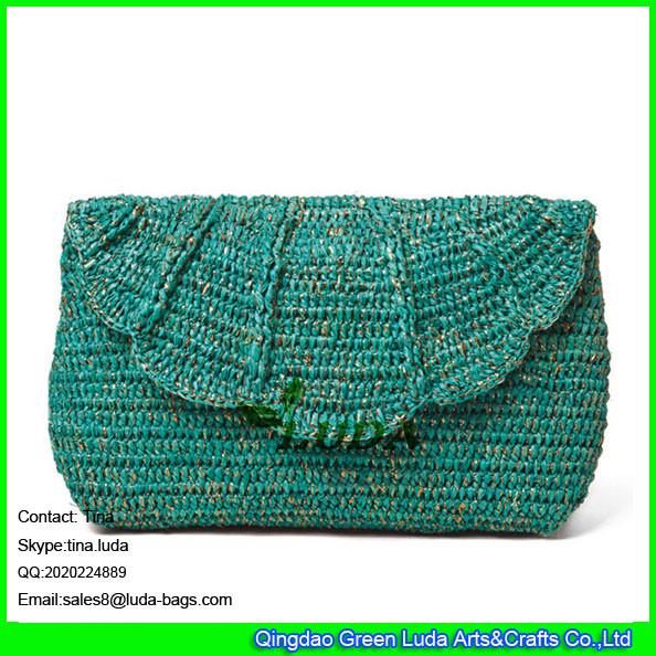 LUDA 2015 new designer raffia purse green raffia straw handbags wholesale