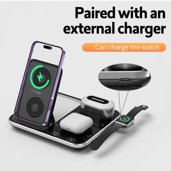 9V 2A 4 In 1 Wireless Charging Stand With RGB Nightlight