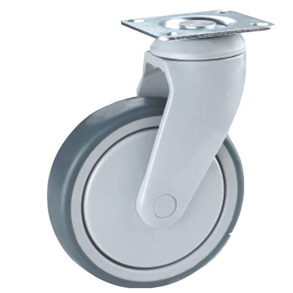 parenthèse en nylon de 125mm logeant la roue médicale de roulette de pivot de plat de bande de roulement de TPR