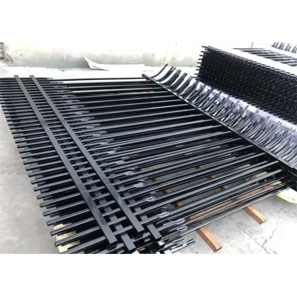 Аэропорт 6x8ft Металлическая ограждение Палсада порошок кованое железо Безопасность плоский верх