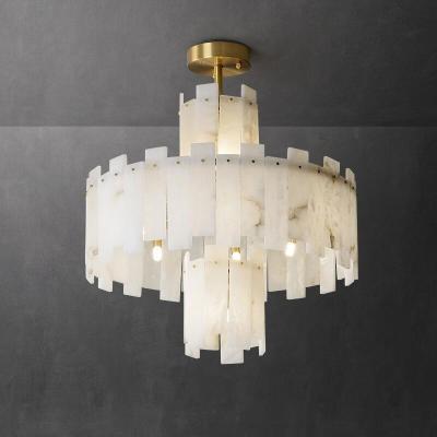 Des lampes à pendentif en fer Scagliola haut de gamme avec ombre en marbre