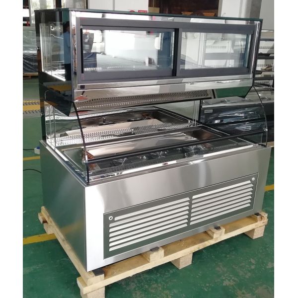 Stainless Steel Bakery Glass Showcase , Display Refrigerated Cabinet For Supermarkets