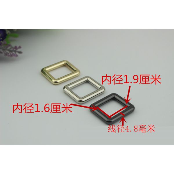 Shiny nickel zinc alloy 3/4 inch rectangle metal ring buckle for bags