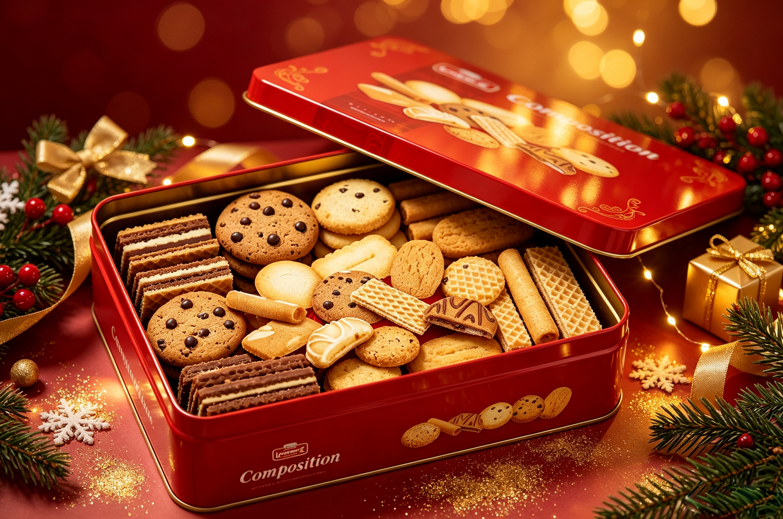 Customizable Food-Grade Eco-Friendly Tinplate Biscuit Box for Christmas Gifting