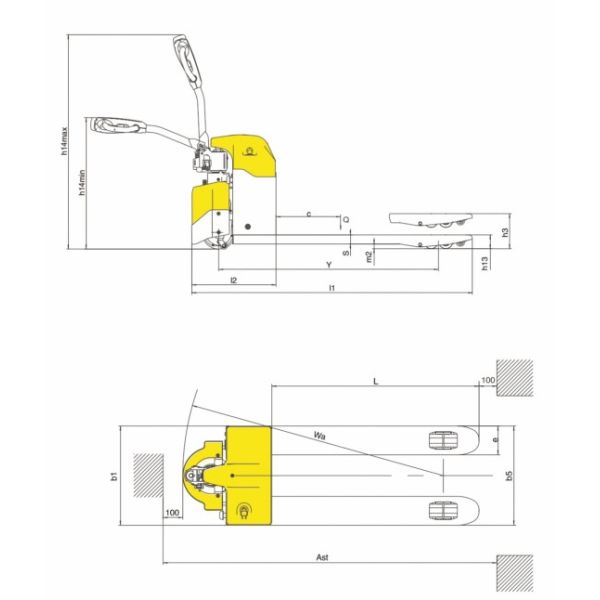 Semi Electric Pallet Truck Pallet Jet Load Capacity 1.5 Ton Stepless Speed Control