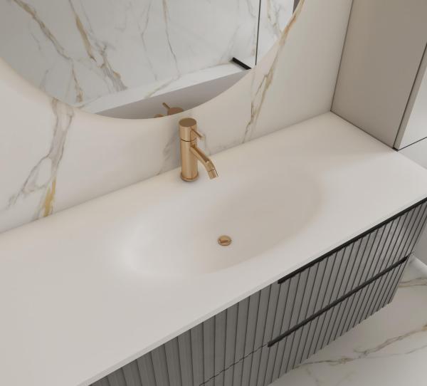 Sintered Stone Slab White Hot Bend Washing Basin 550x830mm