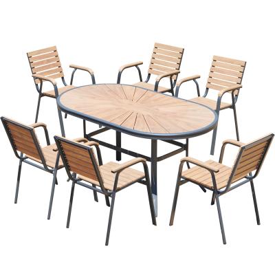 Outdoor WPC (Wood-Plastic Composite) Table and Chairs – Waterproof, Sun-Resistant, and Weatherproof for Villa Gardens, Patios, Balconies, and Terraces.