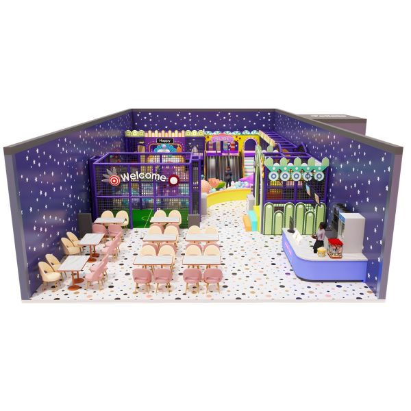 Purple Themed Indoor Playground Equipment Customizable With Space Smart Design