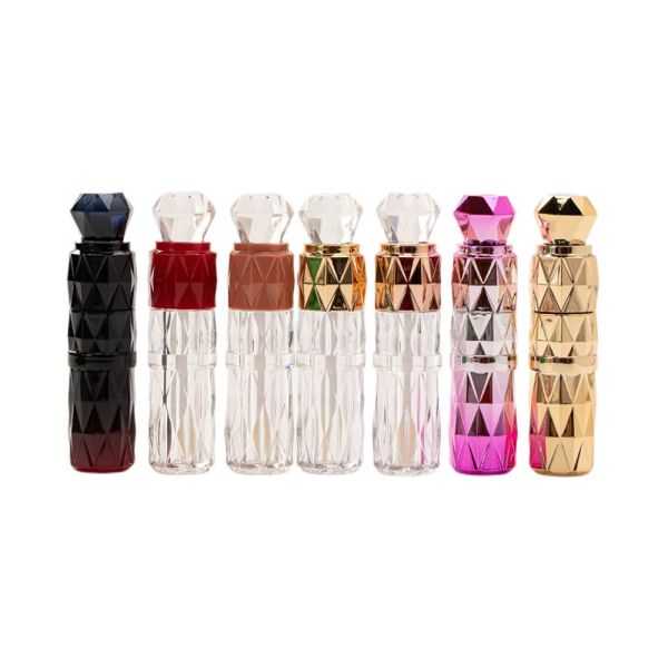 Diseño único, diseño de diamante tubo plástico de esmalte labial con muchos colores