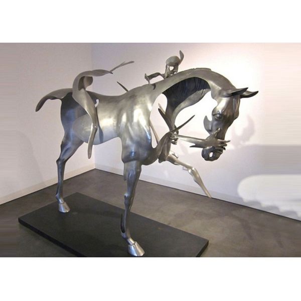 отделка лошади нержавеющей стали 170км в натуральную величину абстрактной почищенная щеткой скульптурой