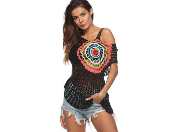 Niris Lingerie Wholesale Handmade colourful Sexy Swimsuit Cover Up Bikini Swimwear Crochet Beach Top For Women