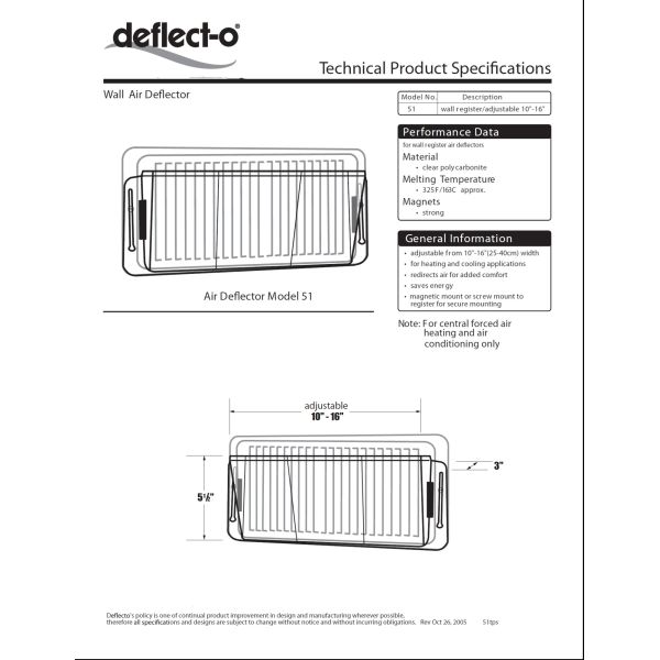 Magnet Air Conditioner Air Deflector , Wall Mounted Adjustable Air Deflector 10'' X 16''