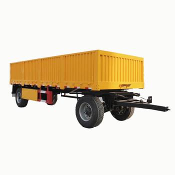 Farm 2-Axles Flat Platform flatbed side wall Drawbar Full Trailer With Ladder