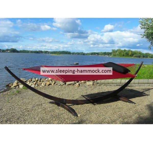Red 12 Ft Double Rope Hammock Free Standing On Stand For Two People 140 X 216 Cm