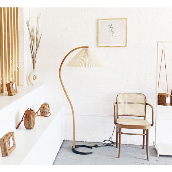 Creative Pleated Rattan Standing Lamp for bedroom living room