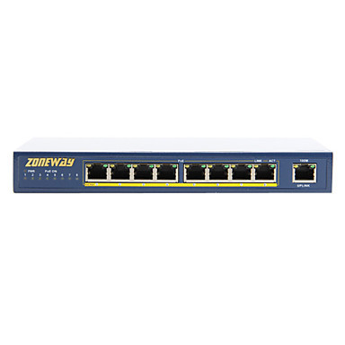 8 Ports PoE Switch,10/100Mbps,IEEE802.3af,15.4W,100m(Plug and Play, Metal Case) 