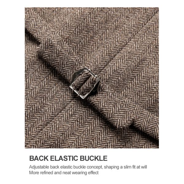 Chaleco de traje rayado formal para el grupo de novios en longitud regular y cuello mandarín