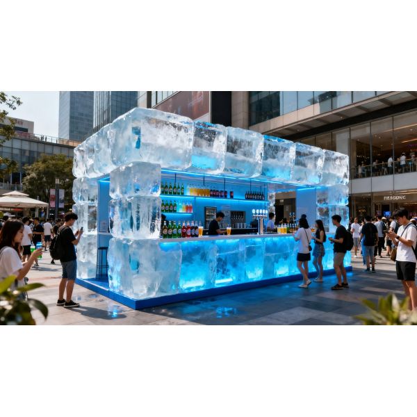 Modular Ice House Bar - Frost-Themed Pop-Up Shop & Ice Block Architecture for Commercial Attractions