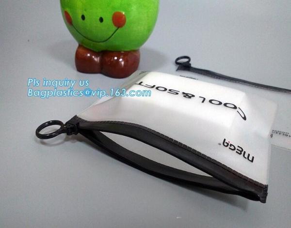Transparent bottom gusset slider k pvc zipper bags with holding loop, slider biodegradable zipper bag, slider zip