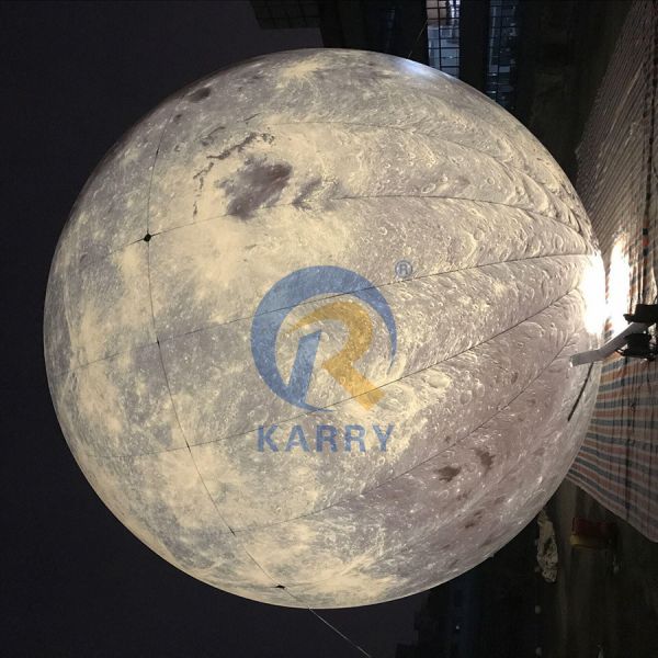 Digital Printing Inflatable Moon Model With Led Light For Events Customized Color