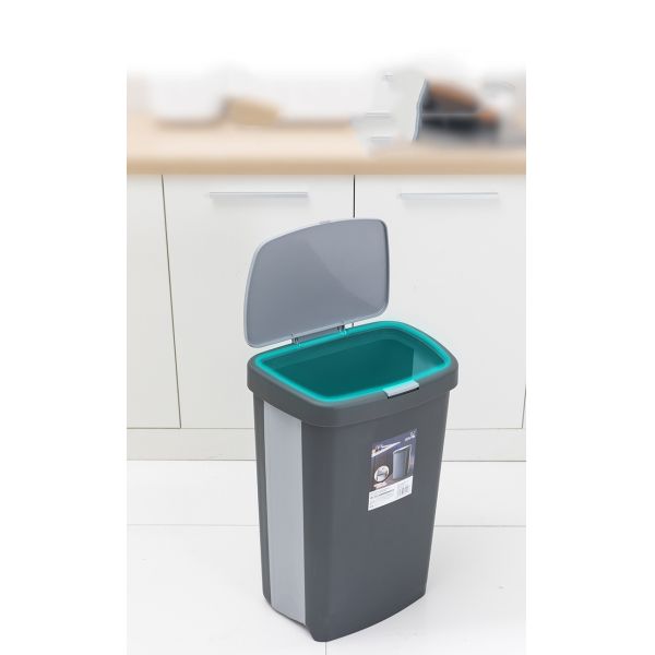 Large Capacity Folding Bin Household Commercial Plastic Kitchen Storage Bin Waste Bin with Swing Lid