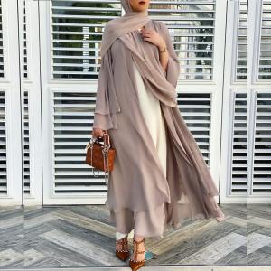 Cardigan de cor sólida suave elegante tamanho grande saia muçulmana longa Roupas