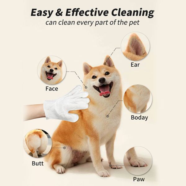 Multi Purpose Hypoallergenic Gentle Pet Grooming Gloves Wipes For Dogs And Cats