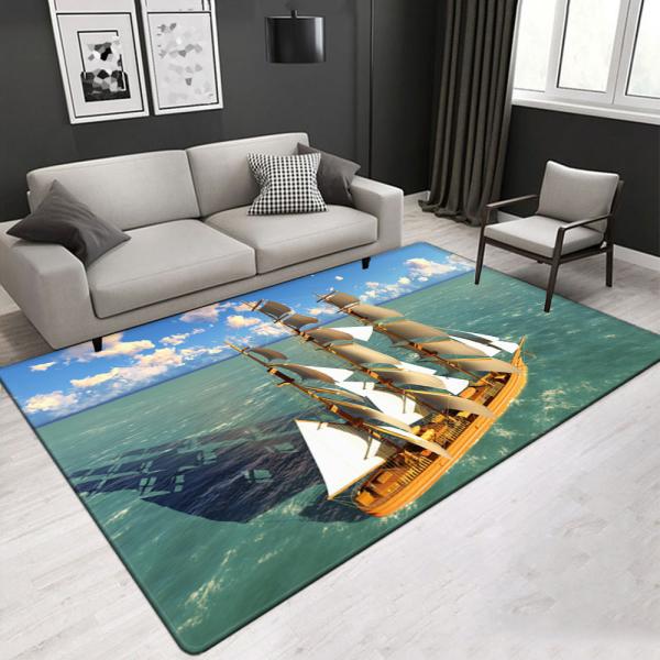 Landscape 3D Soft Polyester Fiber Living Room Carpet Hotel Center Rugs