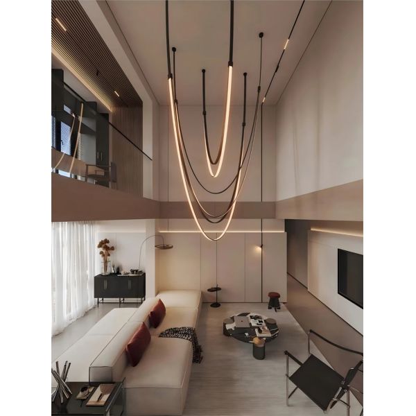 Dimmable LED Fexible Brown Black Leather Belt Chandelier (WH-NC-132)